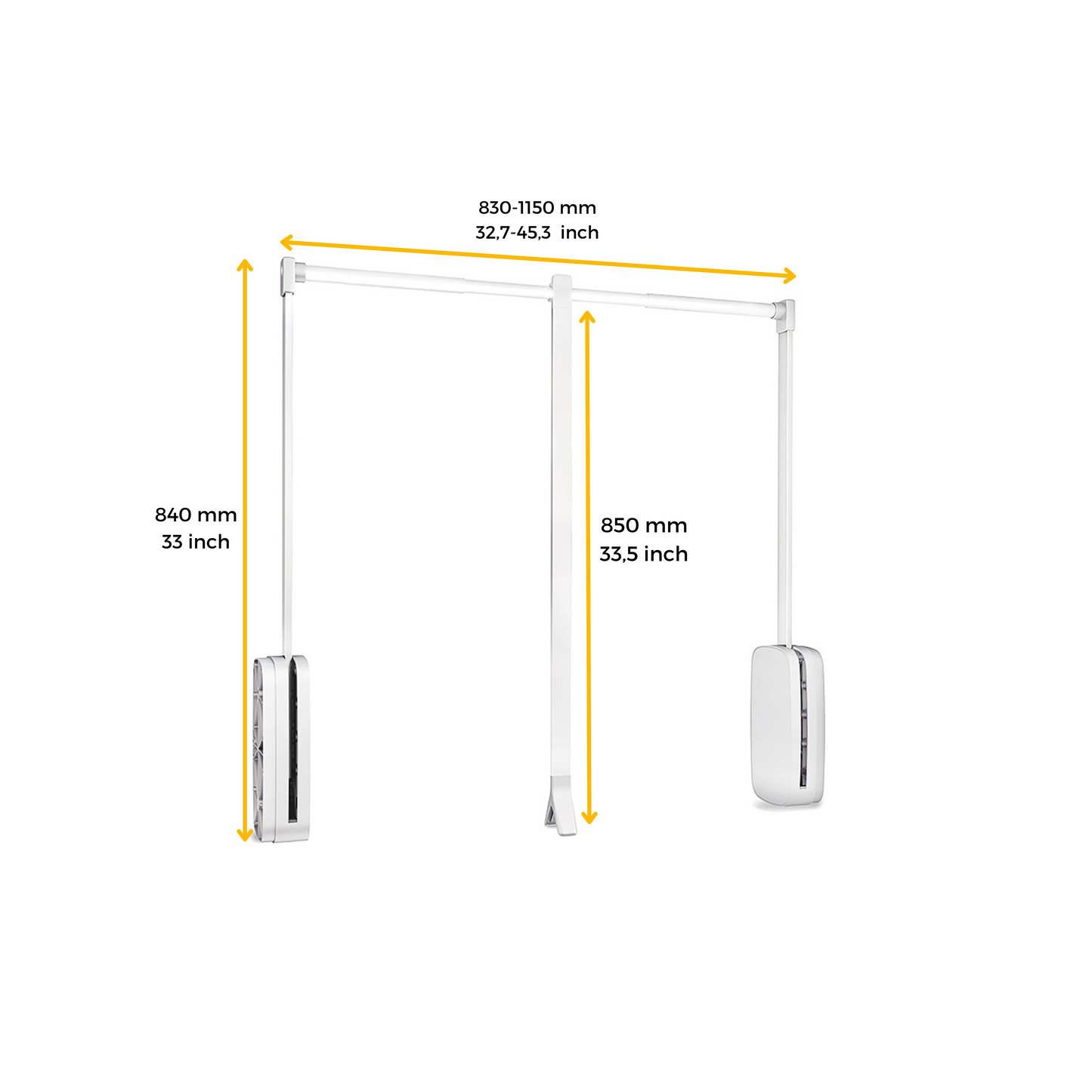 Bară de haine cu sistem lift pentru dulap, Sling 830-1150mm, Emuca