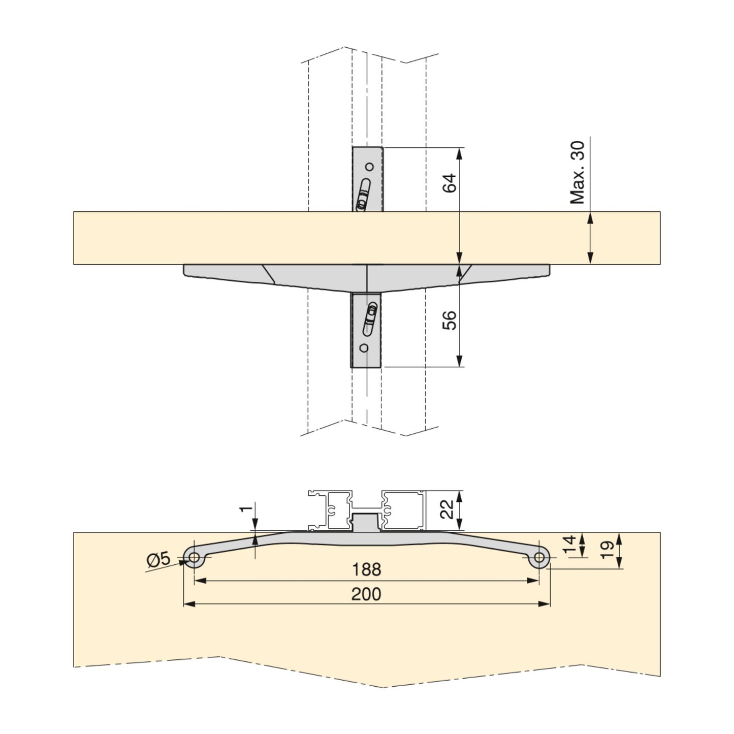 Kit Suporturi pentru 3 rafturi din lemn si 1 modul pentru structura Zero, gri piatra vopsita, Emuca