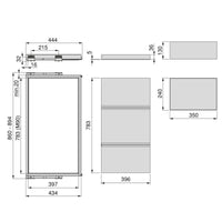 Kit tava, 3 cosuri organizatoare si cadru cu ghidaje cu inchidere lenta pentru dulap, 900mm, Emuca