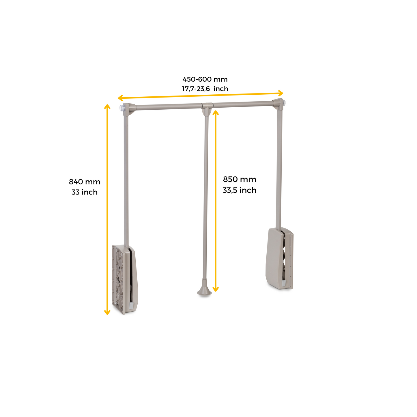 Bara de haine cu sistem lift pentru dulap, Hang, 450-600mm, Emuca