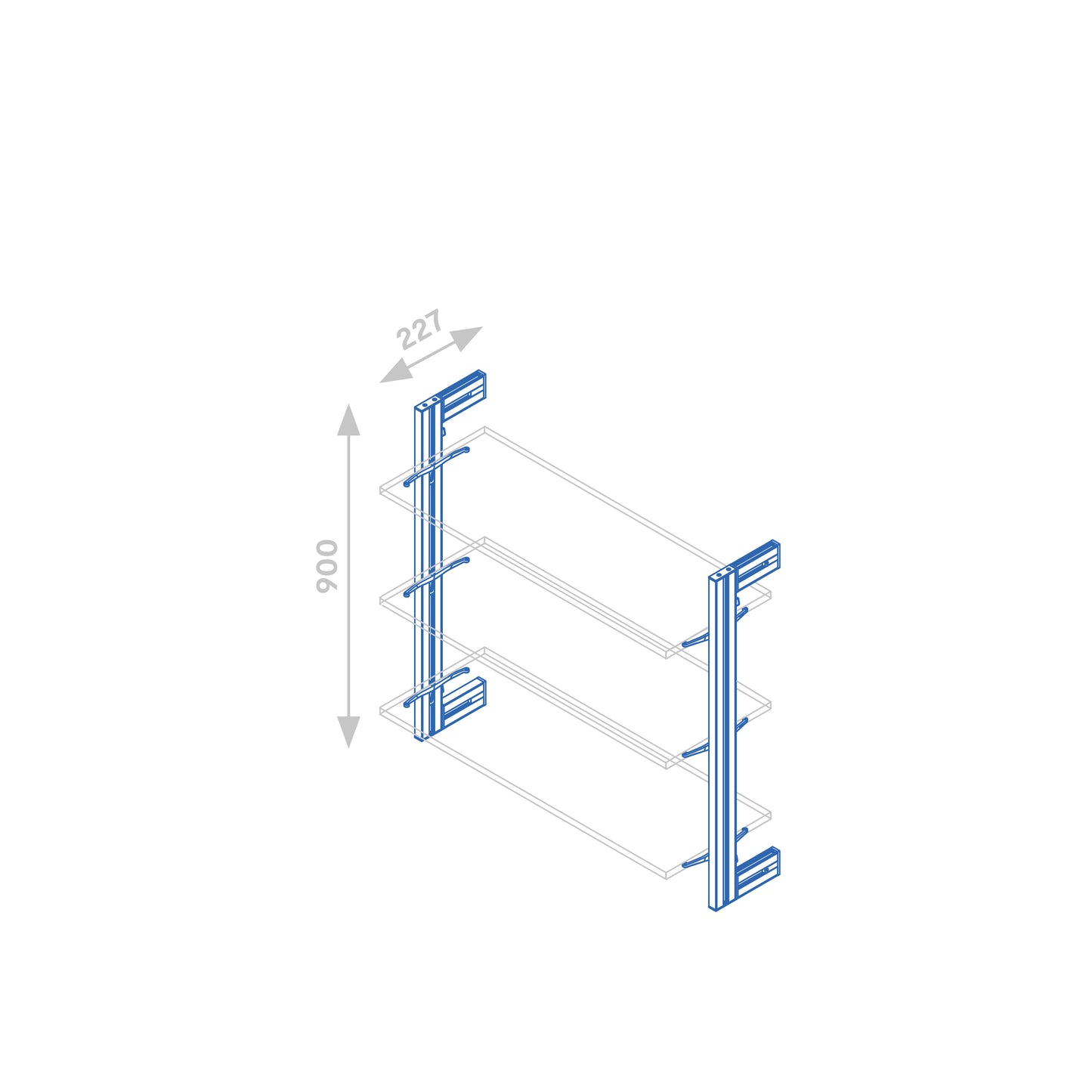 Kit cadru modular Zero cu fitinguri pentru montare pe perete, Emuca