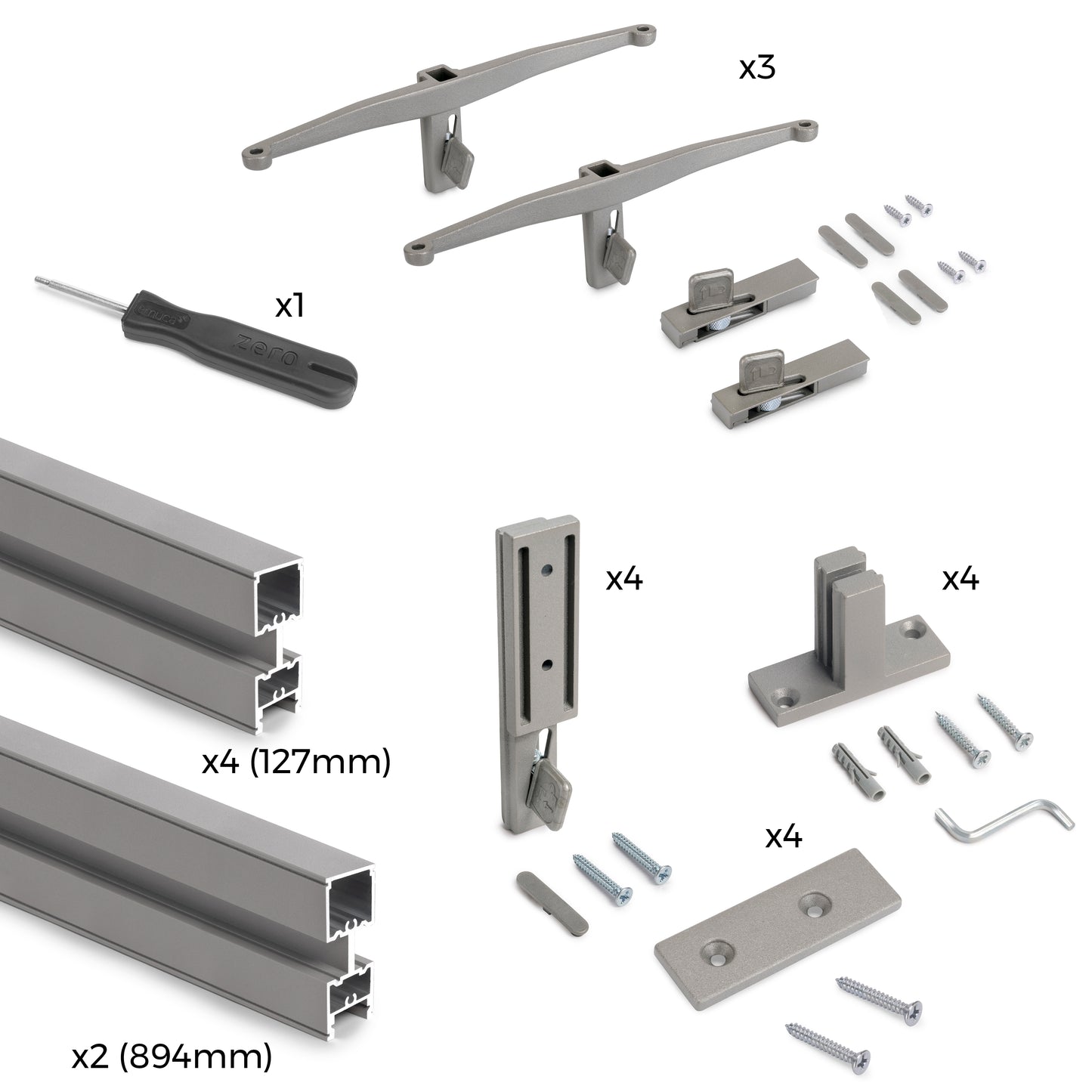 Kit cadru modular Zero cu fitinguri pentru montare pe perete, Emuca