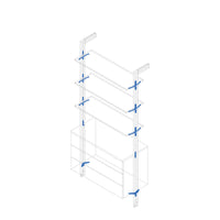 Kit Suporturi pentru 3 rafturi din lemn si 1 modul pentru structura Zero, gri piatra vopsita, Emuca