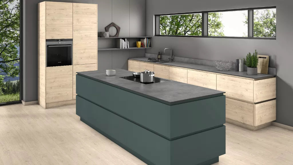 Blat laminat compact 650mm, Beton Chicago gri deschis colorat in masa, Egger