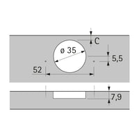 Sensys balama 110 pentru usi subtiri semiaplicata, Hettich