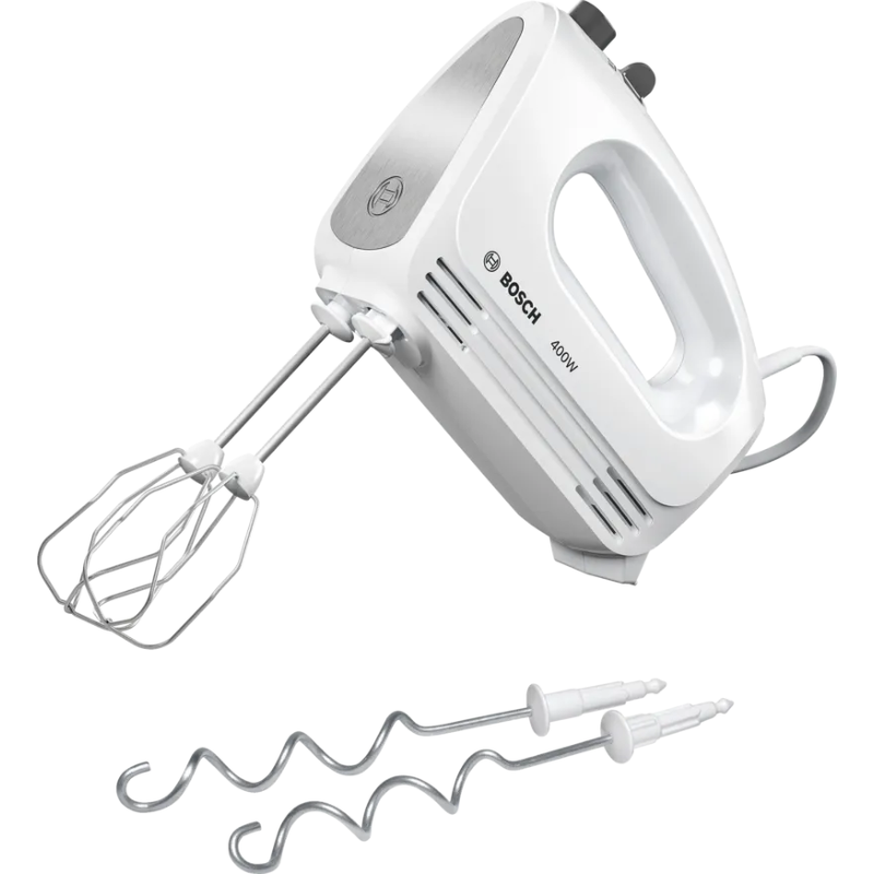 Mixer de mână CleverMixx 400 W Alb, Brushed stainless steel MFQ24200, Bosch