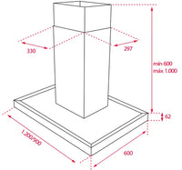Hotă insulă, motor EcoPower, clasă energetică A, 120 cm, DH2 1285 Teka