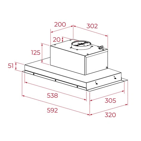 Hotă complet integrată, ușor de instalat și cu spațiu de depozitare, 60 cm, GFI 63030 KOS IX Teka