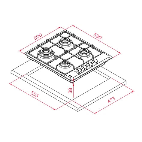 Plită pe gaz, 60 cm HLX 640 KB Teka