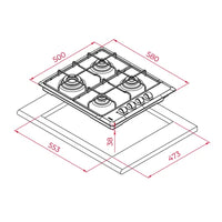 Plită pe gaz, 60 cm HLX 640 KB Teka