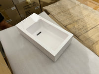 Lavoar de baie alb lucios din compozit, montaj pe blat, 360x180x90mm, made in Italy