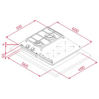 Plită mixtă din cristal 2 zone gaz + 2 zone inducţie JZC 64322 ABN BK, Teka