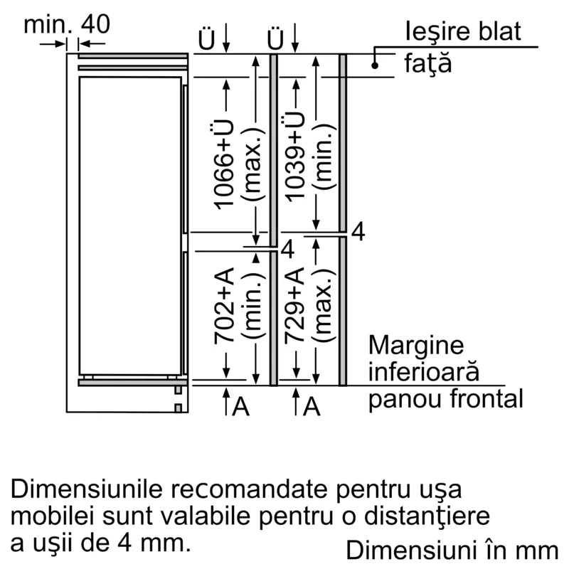 Seria 8 Combină frigorifică încorporabilă 177.2 x 55.8 cm Balama plată KIF86PFE0, Bosch