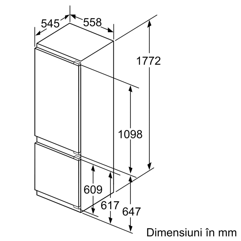 Seria 6 Combină frigorifică încorporabilă 177.2 x 55.8 cm Balama plată KIS87AFE0, Bosch