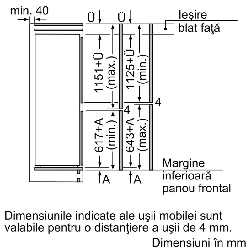 Seria 6 Combină frigorifică încorporabilă 177.2 x 55.8 cm Balama plată KIS87AFE0, Bosch