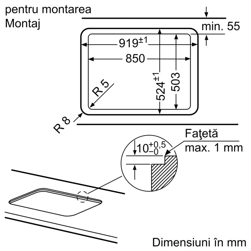 Seria 6 Plită pe gaz 90 cm Quartz PPS9A6B90, Bosch