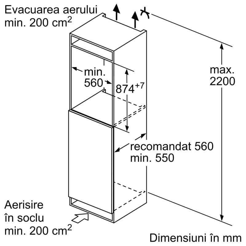 Seria 4 Congelator încorporabil 87.4 x 55.8 cm Balama plată GIV21AFE0, Bosch