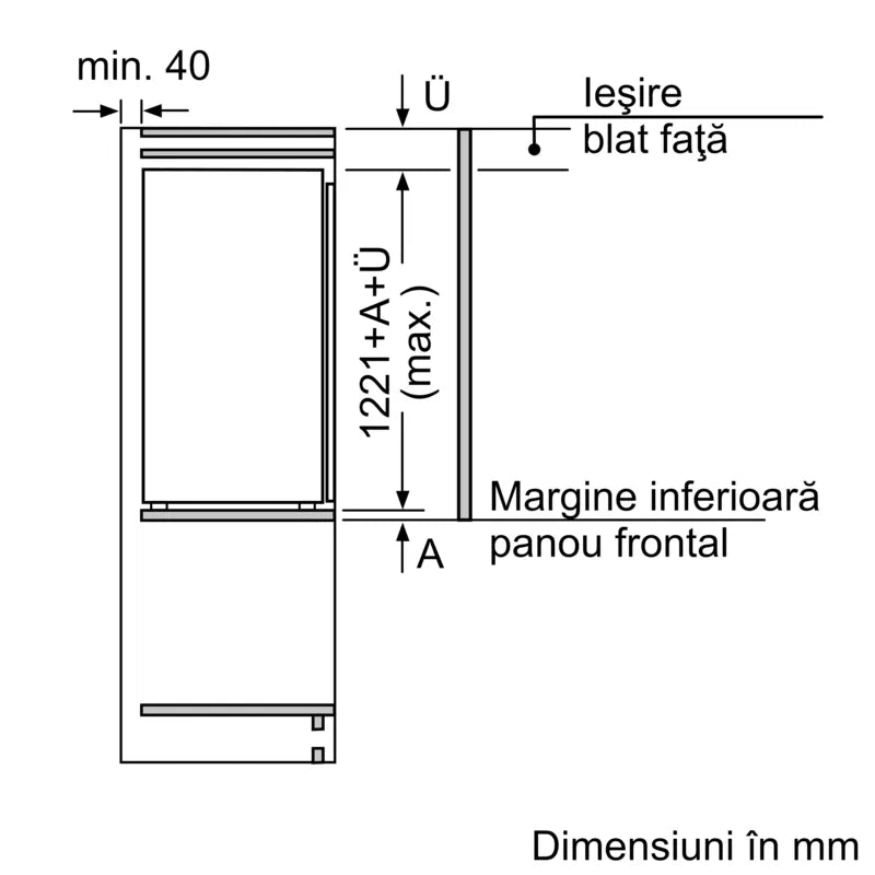 Seria 4 Frigider încorporabil 122.5 x 56 cm flat hinge KIR41VFE0, Bosch