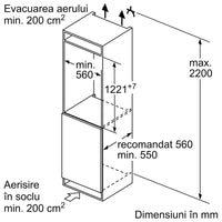 Seria 4 Frigider încorporabil cu compartiment de congelare integrat 122.5 x 56 cm Balama plată KIL42VFE0, Bosch