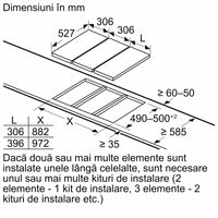 Seria 8 Plită pe gaz, Domino 30 cm Vitroceramică PRB3A6B70, Bosch