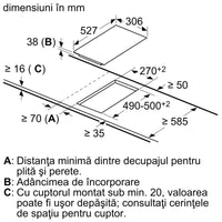 Seria 6 Plită radiantă, Domino 30 cm PKF375FP2E, Bosch