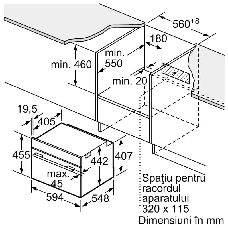 Seria 8 Cuptor compact cu funcție de abur, încorporabil 60 x 45 cm CSG7364B1, Bosch