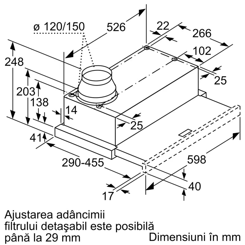 Seria 2 Hotă telescopică, încorporabilă 60 cm DFM064W54, Bosch