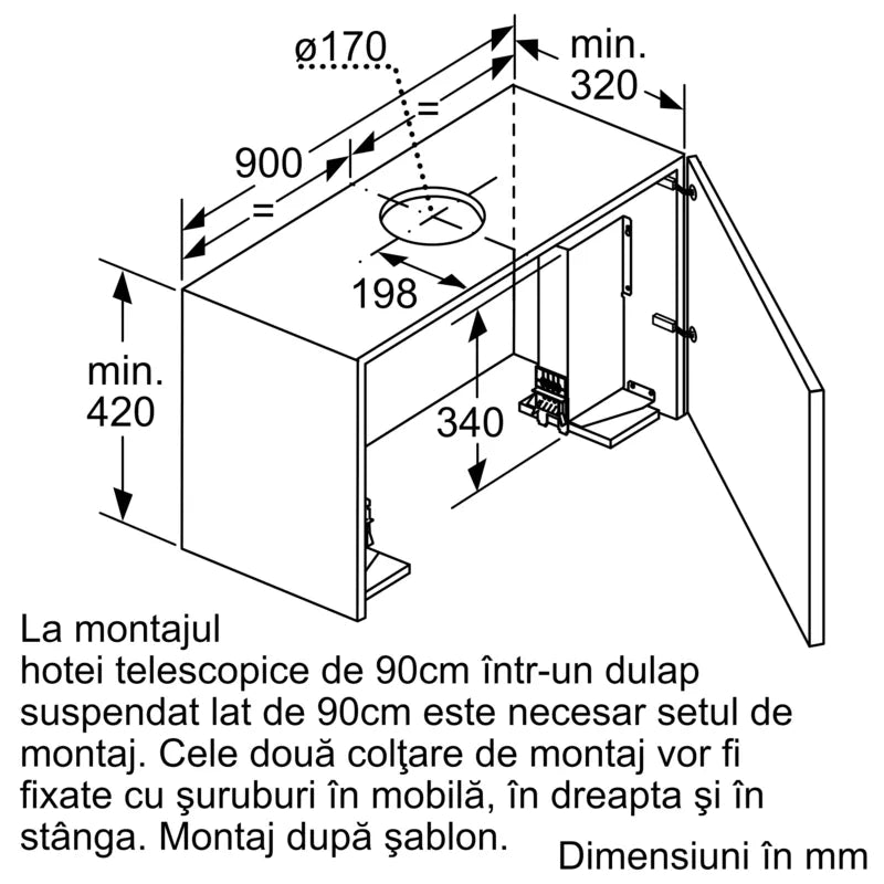 Seria 8 Hotă telescopică, încorporabilă 90 cm Inox DFS097K51, Bosch