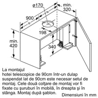 Seria 8 Hotă telescopică, încorporabilă 90 cm Inox DFS097K51, Bosch