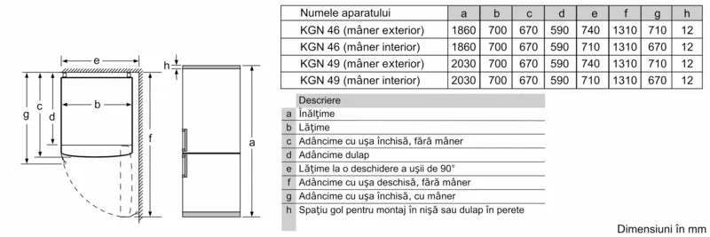 Seria 4 Combină frigorifică independentă 203 x 70 cm Inox AntiAmprentă KGN49XIEA, Bosch