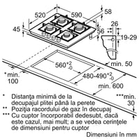 Seria 6 Plită pe gaz 60 cm Quartz PPP6A6B90, Bosch