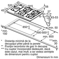 Seria 6 Plită pe gaz 90 cm Quartz PPS9A6B90, Bosch