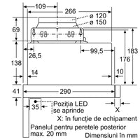 Seria 2 Hotă telescopică, încorporabilă 60 cm DFM064W54, Bosch