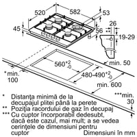 Seria 4 Plită pe gaz 60 cm Inox PGH6B5B90, Bosch