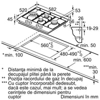 Seria 6 Plită pe gaz 60 cm Inox PCI6A5B90, Bosch