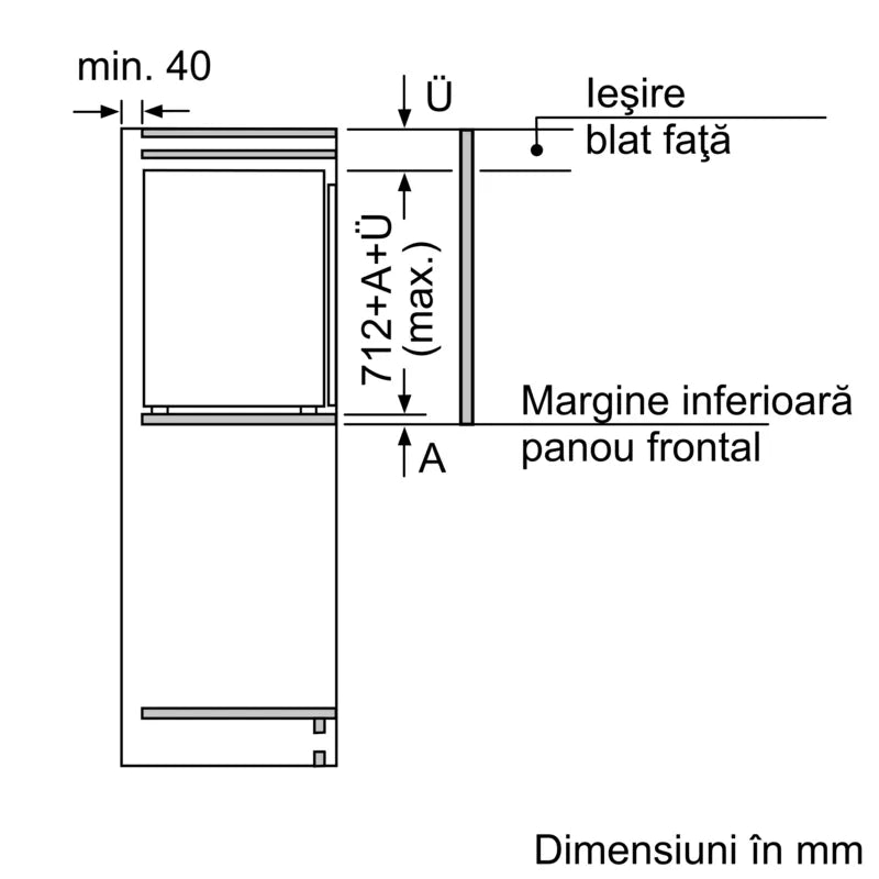 Seria 4 Congelator încorporabil 71.2 x 55.8 cm Balama plată GIV11AFE0, Bosch