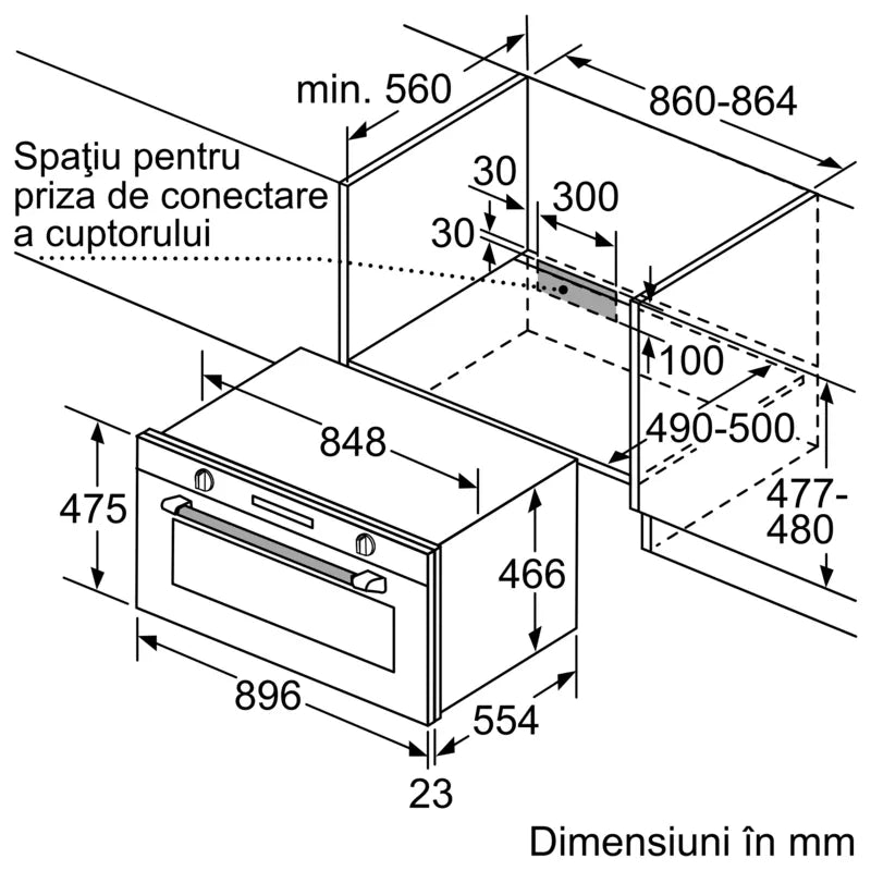 Seria 6 Cuptor multifuncțional, încorporabil 90 x 48 cm Inox VBC5580S0, Bosch