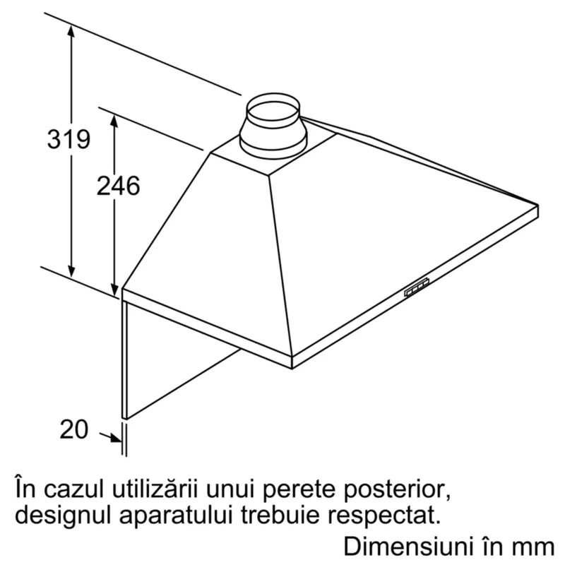 Seria 2 Hotă decorativă de perete 60 cm Inox DWP66BC50, Bosch