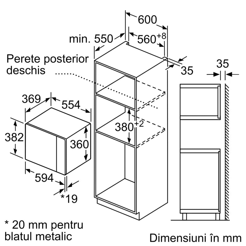 Seria 6 Cuptor cu microunde, încorporabil 59 x 38 cm BFL554MB0, Bosch