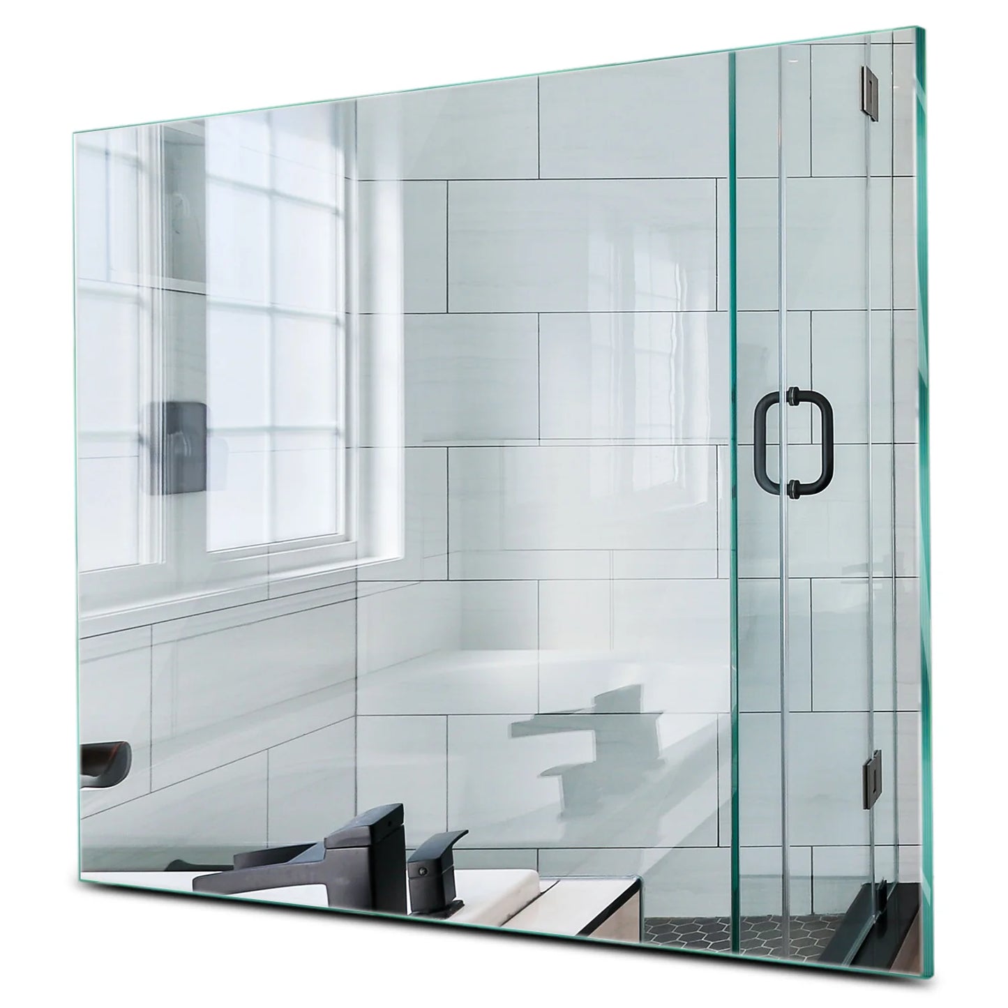 Oglinda simpla clara fara prindere cu lipire prin adeziv Patrata 50x50 cm Reflect