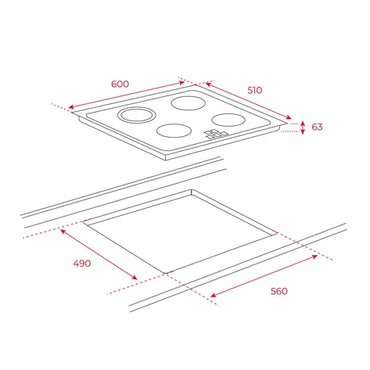 Plită vitroceramică, cu 4 zone de preparare TT 6420, Teka