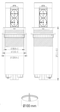 Priza retractabila cu 2 laturi, Tower 100 Diviemme