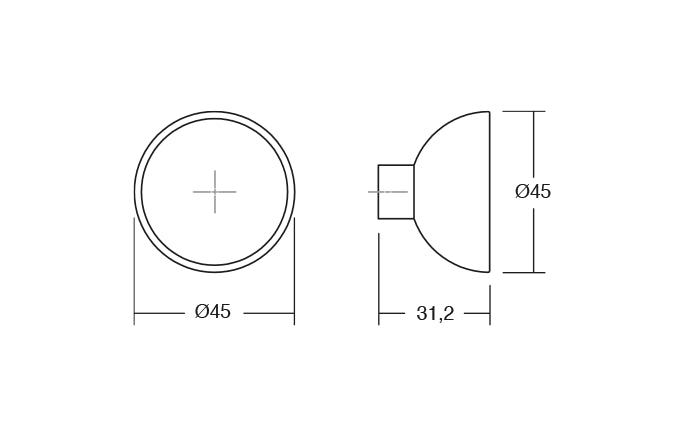 Buton pentru mobila Bol, finisaj negru mat cu fag natur, D:45 mm