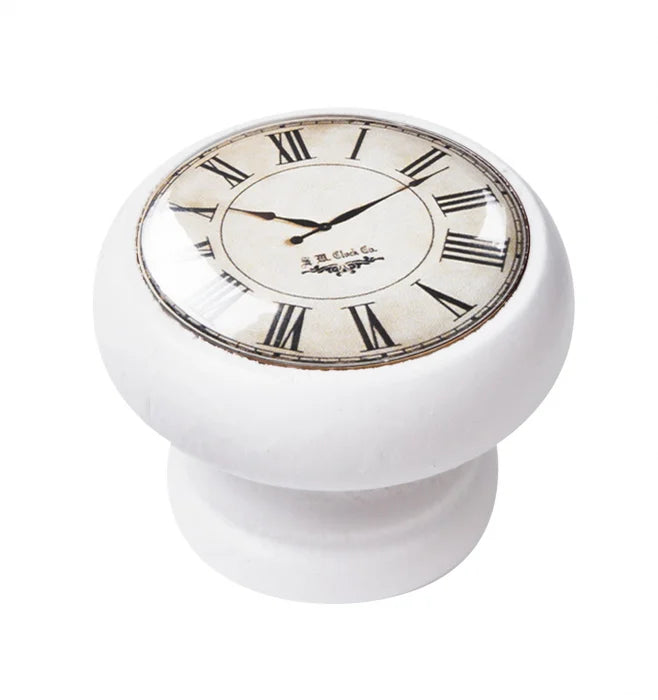 Buton pentru mobila, White Clock 450BL02, finisaj alb, D:40 mm