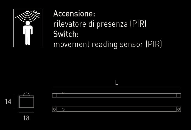 Profil LED cu senzor PIR 1160mm , Slim Base PIR Diviemme