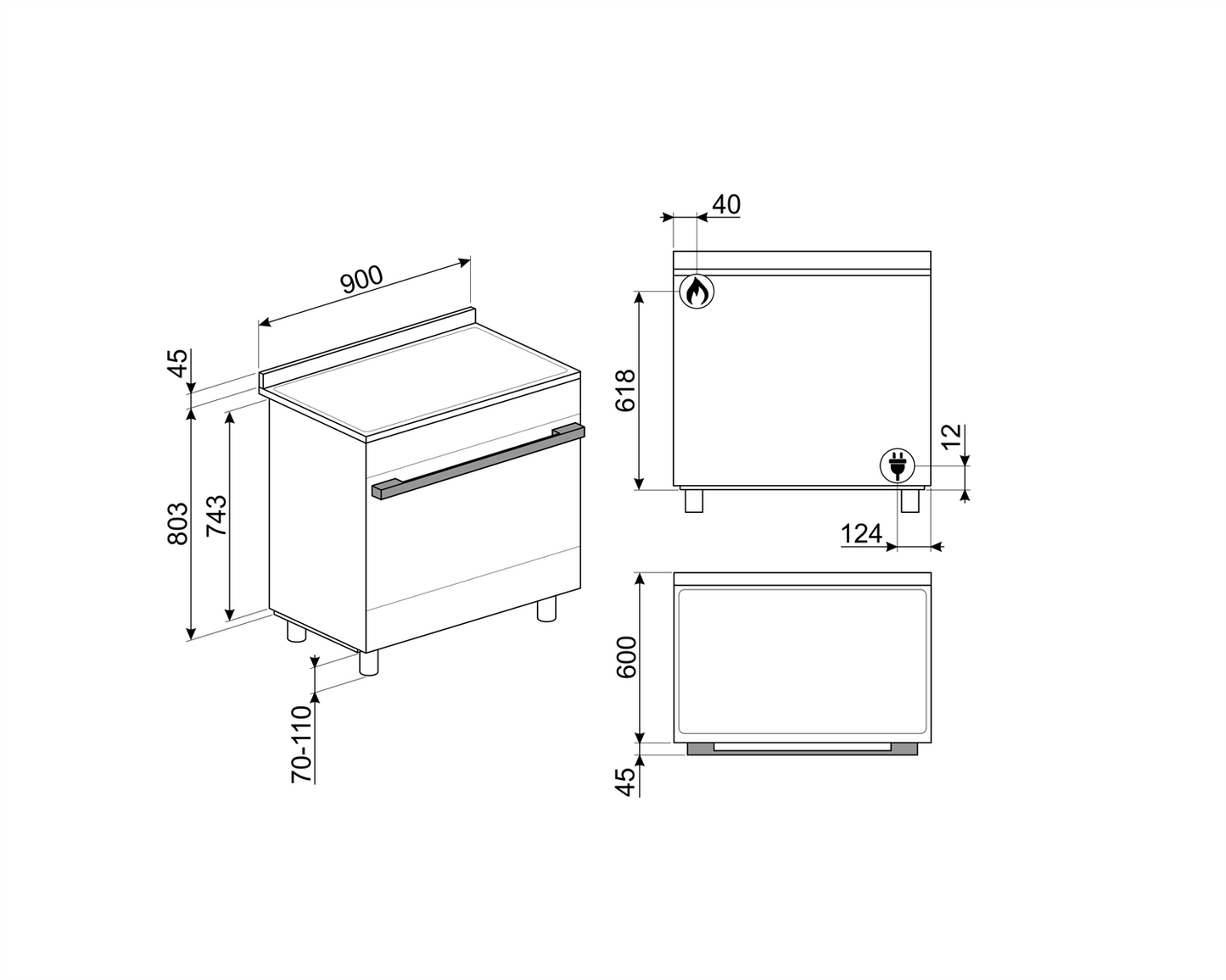 Aragaz Portofino CPF9GMYW, Smeg