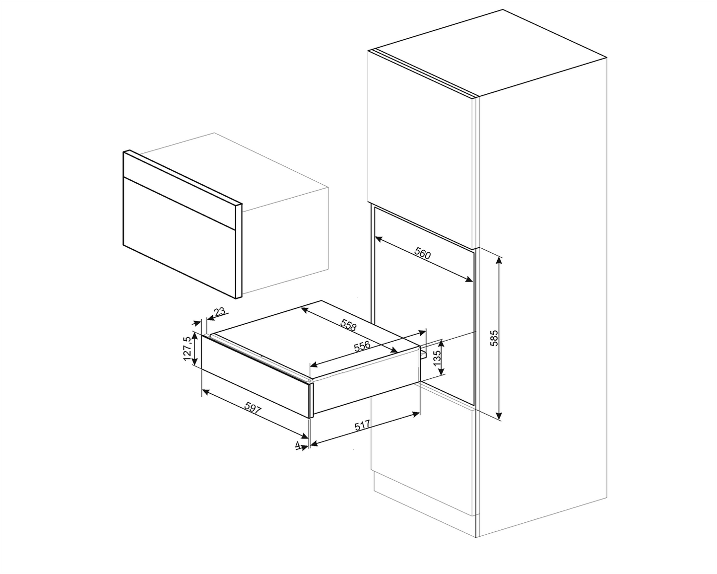 Sertar termic Linea CPR115N, Smeg