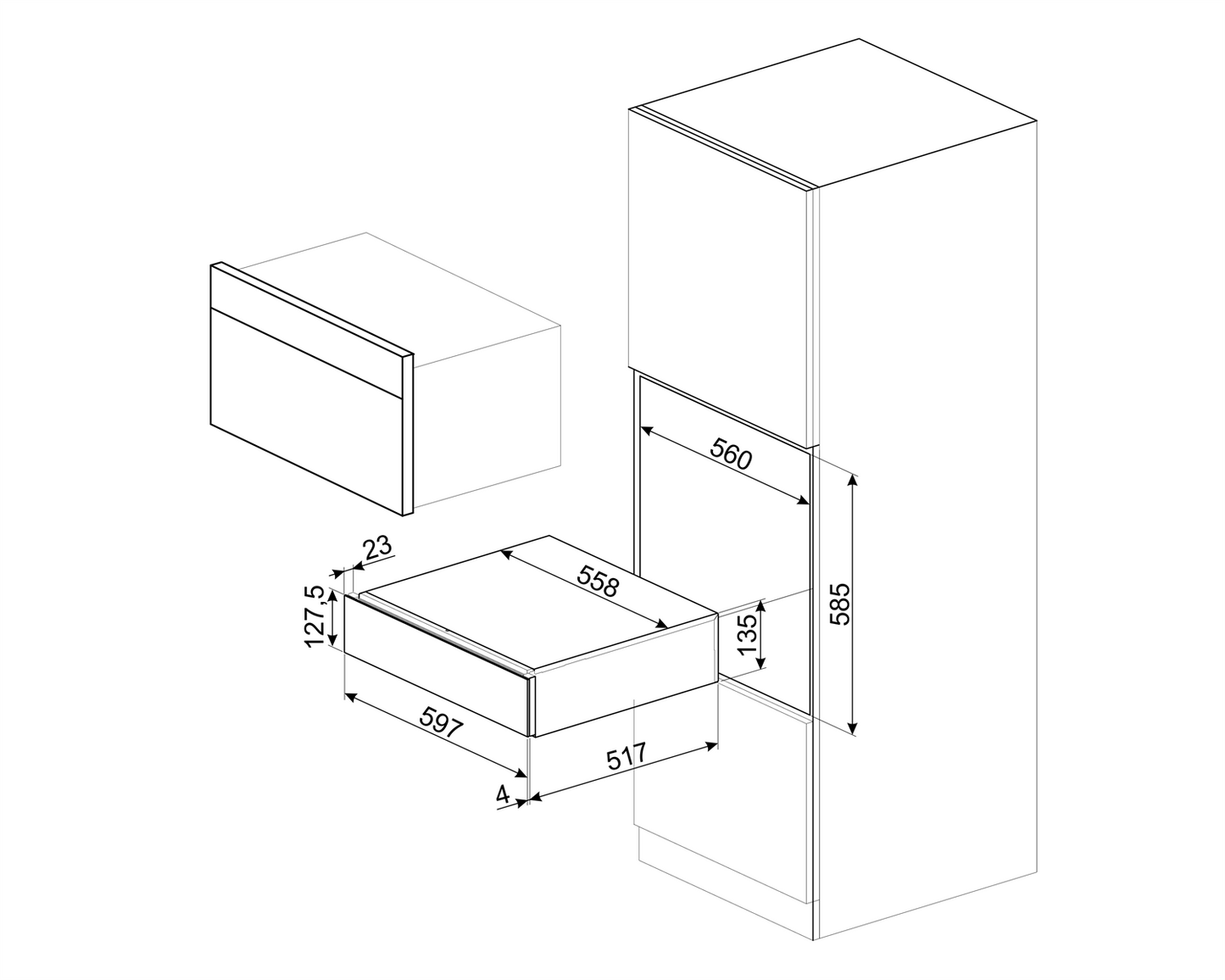 Sertar Linea CPS115N, Smeg