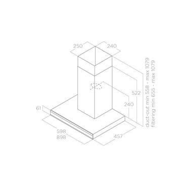 Hotă Neagră/Inox Adéle Montaj Pe Perete 90cm BLIX/A/90, Elica