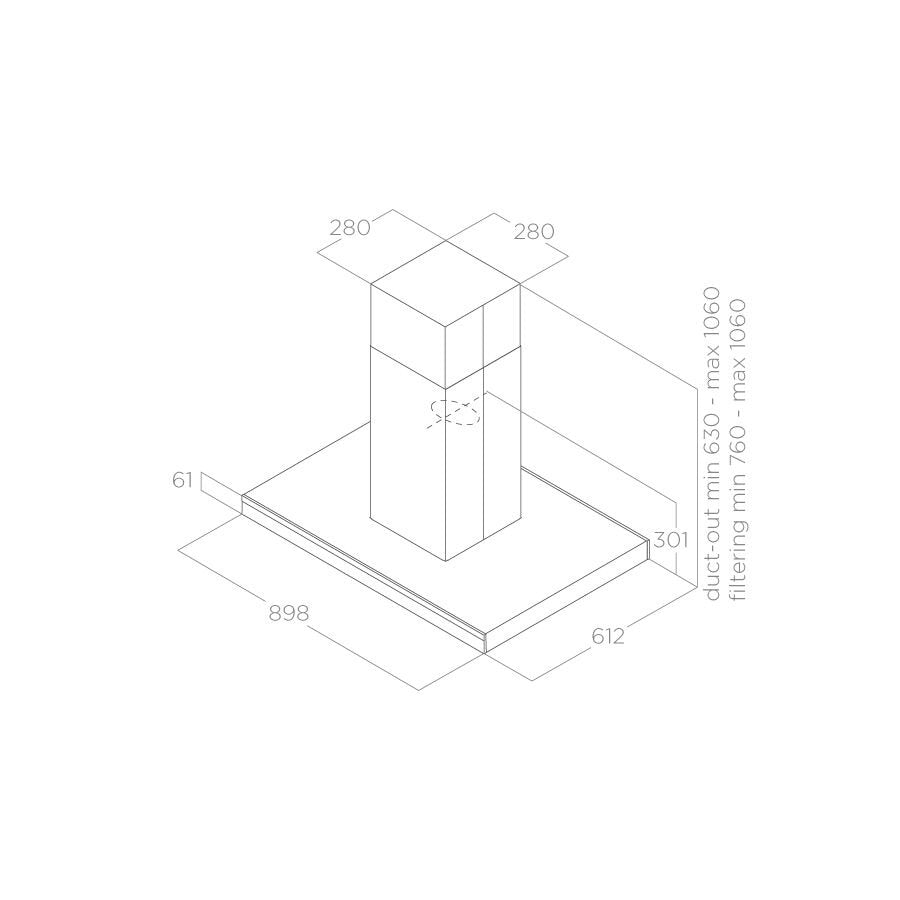 Hotă Neagră/Inox Adéle Montaj Pe Tavan 90cm IS BLIX/A/90 x 60, Elica